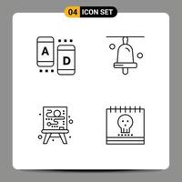 4 Creative Icons Modern Signs and Symbols of ad process tablet school ghost Editable Vector Design Elements