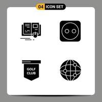 Universal Solid Glyphs Set for Web and Mobile Applications book golf club mouse tools sports Editable Vector Design Elements