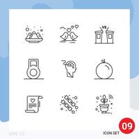 Editable Vector Line Pack of 9 Simple Outlines of upload update debate cloud speaker Editable Vector Design Elements