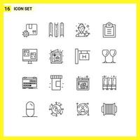 16 Outline concept for Websites Mobile and Apps computer app cook todo checklist Editable Vector Design Elements