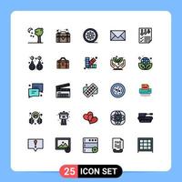 paquete de iconos de vector de stock de 25 signos de línea y símbolos para flechas carrete de película de correo electrónico contáctenos elementos de diseño de vector editables de comunicación