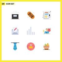 Universal Icon Symbols Group of 9 Modern Flat Colors of signal connection guarantee mail email Editable Vector Design Elements