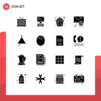 16 Universal Solid Glyphs Set for Web and Mobile Applications instrument message cupcake internet account Editable Vector Design Elements