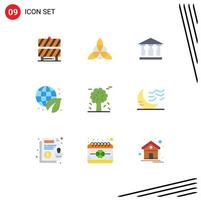 Mobile Interface Flat Color Set of 9 Pictograms of pine trees arctic building alpine environment Editable Vector Design Elements