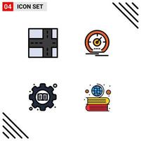 Pictogram Set of 4 Simple Filledline Flat Colors of road book meter education education Editable Vector Design Elements