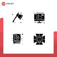 Modern Set of 4 Solid Glyphs and symbols such as ax book cleaver download day Editable Vector Design Elements