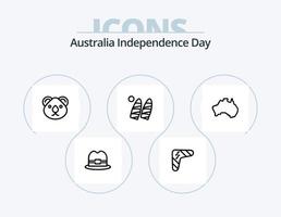 diseño de icono del paquete 5 de iconos de línea del día de la independencia de australia. árbol. paisaje. mapa. bandera. océano vector