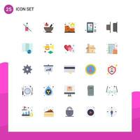 Pack of 25 Modern Flat Colors Signs and Symbols for Web Print Media such as horizontal wifi database share iot Editable Vector Design Elements