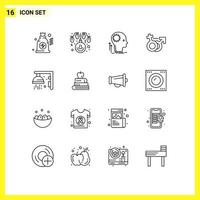 Group of 16 Modern Outlines Set for gym symbol creative female gender Editable Vector Design Elements