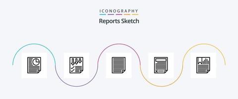 Reports Sketch Line 5 Icon Pack Including page. data. report. contract. paper vector