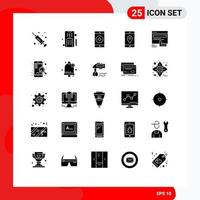 Modern Set of 25 Solid Glyphs and symbols such as touch click mobile map mobile application Editable Vector Design Elements