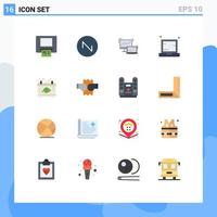 Mobile Interface Flat Color Set of 16 Pictograms of calendar notebook laptop laptop device Editable Pack of Creative Vector Design Elements