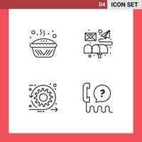 Stock Vector Icon Pack of 4 Line Signs and Symbols for baked agile pie email scrum Editable Vector Design Elements