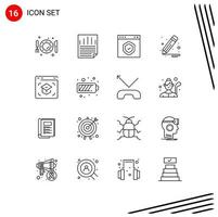 Modern Set of 16 Outlines and symbols such as education design paper check brush page Editable Vector Design Elements