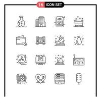 Outline Pack of 16 Universal Symbols of e add chart spa relax Editable Vector Design Elements