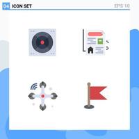 Pack of 4 creative Flat Icons of fan internet of things document communications location Editable Vector Design Elements
