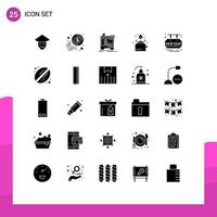 Pictogram Set of 25 Simple Solid Glyphs of card picnic dimensional gas camping Editable Vector Design Elements