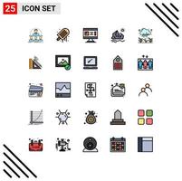 Set of 25 Modern UI Icons Symbols Signs for iceberg environment summer ecology design Editable Vector Design Elements