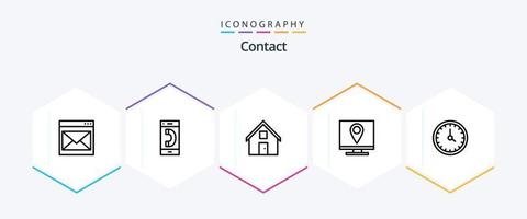 Contact 25 Line icon pack including contact us. address. conversation. home. conversation vector