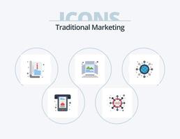 diseño de iconos de paquete de iconos planos de marketing tradicional 5. redes. pantalla de sobremesa. Catálogo. Anuncio impreso. anuncio vector