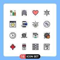 conjunto de 16 iconos de interfaz de usuario modernos signos de símbolos para juegos de aplicaciones cooperación de juegos de corazón elementos de diseño de vectores creativos editables