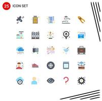 Flat Color Pack of 25 Universal Symbols of pincers paper environment checklist clipboard Editable Vector Design Elements