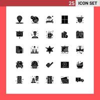 Pack of 25 creative Solid Glyphs of cctv wardrobe beach room home Editable Vector Design Elements