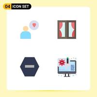 Group of 4 Flat Icons Signs and Symbols for man denied buildings home design Editable Vector Design Elements