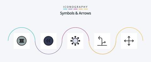 paquete de iconos de 5 planos llenos de líneas de símbolos y flechas que incluye navegación. flechas firmar. tráfico. direccional vector