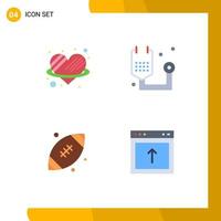 4 Thematic Vector Flat Icons and Editable Symbols of angle ball romance form sports Editable Vector Design Elements