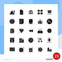 Set of 25 Commercial Solid Glyphs pack for business analytics building presentation local Editable Vector Design Elements