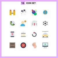 Set of 16 Modern UI Icons Symbols Signs for phone success call globe focus Editable Pack of Creative Vector Design Elements