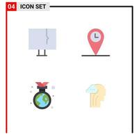 Set of 4 Vector Flat Icons on Grid for alert earth day virus location environment Editable Vector Design Elements