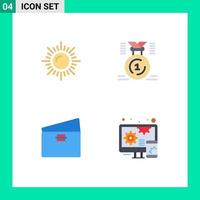 4 User Interface Flat Icon Pack of modern Signs and Symbols of landscape debit award first pay Editable Vector Design Elements