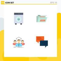 Group of 4 Modern Flat Icons Set for automation team equipment file teamwork Editable Vector Design Elements