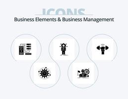 Business Elements And Business Managment Glyph Icon Pack 5 Icon Design. human. business. market. information. database vector