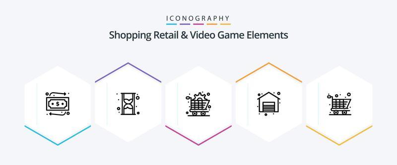 Shoping Retail And Video Game Elements 25 Line icon pack including clip. online  shopping. list. cart. shopping 25856270 Vector Art at Vecteezy