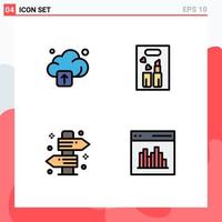 Universal Icon Symbols Group of 4 Modern Filledline Flat Colors of cloud signboard lipstick makeup travel Editable Vector Design Elements