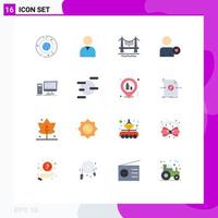 16 Thematic Vector Flat Colors and Editable Symbols of pc desktop building computer love Editable Pack of Creative Vector Design Elements