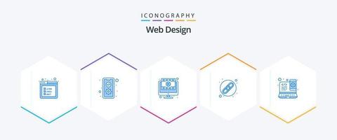 Web Design 25 Blue icon pack including web. design. browser. url. chain vector