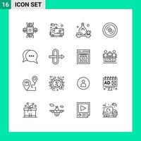 User Interface Pack of 16 Basic Outlines of conversation wedding herb love disk Editable Vector Design Elements