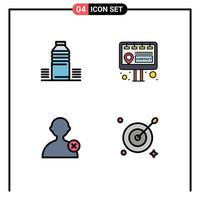 4 Thematic Vector Filledline Flat Colors and Editable Symbols of bottle man cold contact target Editable Vector Design Elements