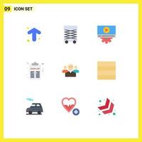 Flat Color Pack of 9 Universal Symbols of business list video party celebration Editable Vector Design Elements