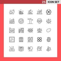 Universal Icon Symbols Group of 25 Modern Lines of label emblem money battle security Editable Vector Design Elements