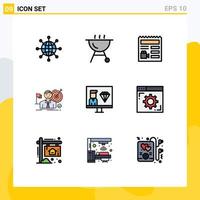 Universal Icon Symbols Group of 9 Modern Filledline Flat Colors of develop success basic market goal Editable Vector Design Elements