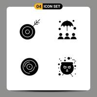 4 User Interface Solid Glyph Pack of modern Signs and Symbols of arrow juggling target umbrella sound Editable Vector Design Elements