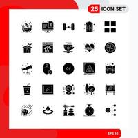 Solid Glyph Pack of 25 Universal Symbols of eco home layout van grid clipboard Editable Vector Design Elements