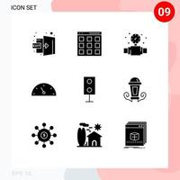 Modern Set of 9 Solid Glyphs and symbols such as products devices gauge speed gauge Editable Vector Design Elements