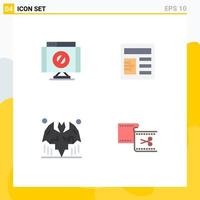 Mobile Interface Flat Icon Set of 4 Pictograms of cross halloween stop ui clip Editable Vector Design Elements