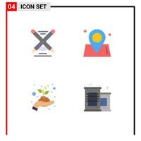 Mobile Interface Flat Icon Set of 4 Pictograms of education hand write way canned food Editable Vector Design Elements